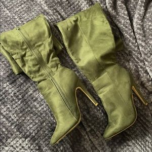 Hunter Green Thigh High Boots